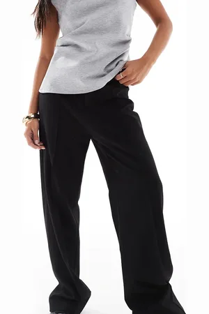 Pull&Bear Petite straight leg tailored pants with front seam in