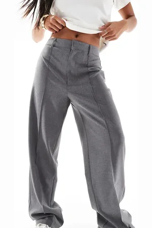Pull&Bear Petite straight leg tailored pants with front seam in
