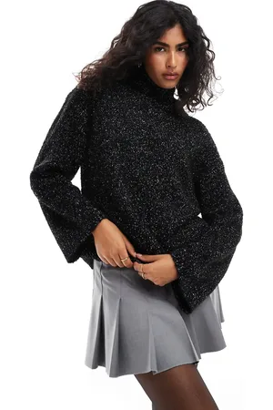 ASOS High neck multiply sweater in neppy mono yarn