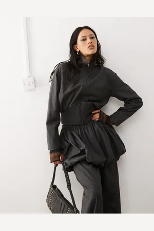 COLLUSION Tailored hybrid jacket in charcoal