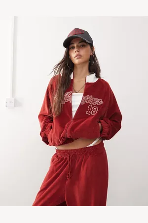 COLLUSION Relaxed velvet zip through jacket in - part of a set