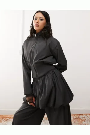 COLLUSION Tailored bubble hem skirt in charcoal - part of a set