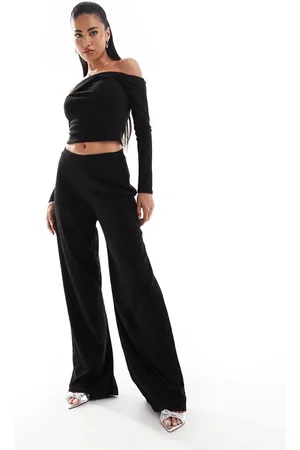 Kaiia Soft ribbed wide leg pants in - part of a set