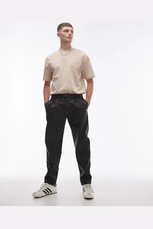 Topman Tapered faux leather pants in