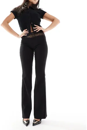 Pull&Bear Lace trim flare pants in
