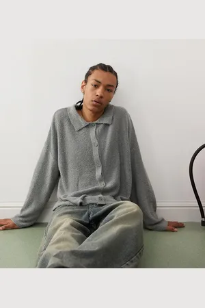 Reclaimed Polo cardigan in charcoal