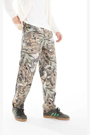 Only & Sons Loose fit pants in beige leaf camo