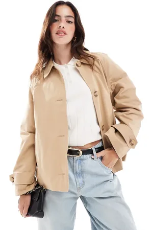 JDY Short trench coat in beige