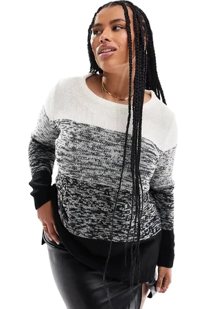 Yours Color block sweater in black and white