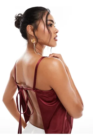 ASOS Shiny cami backless top in burgundy