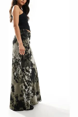 ASOS Chiffon bias maxi skirt in blurred abstract print