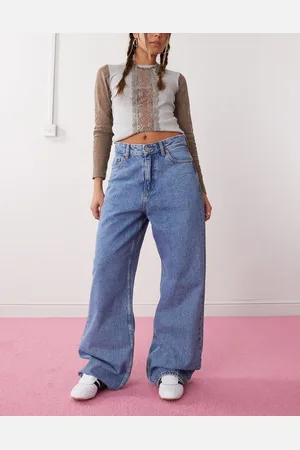 Dr Denim Donna relaxed fit high waist wide straight leg jeans in stream sky retro mid wash