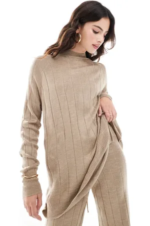 ONLY High neck knitted lightweight knitted sweater in sand - part of a set