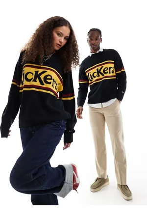 Kickers Unisex classic chest stripe jacquard logo knit sweater