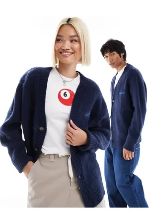 Kickers Unisex cardigan in faux mohair with embroidered logo