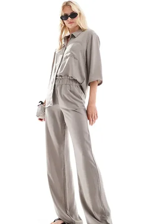 JDY High waist wide leg pants in taupe - part of a set
