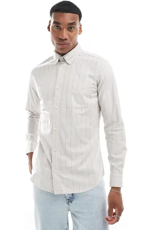 JACK & JONES Stripe oxford shirt in beige