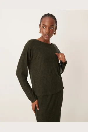 JDY Ribbed top in khaki - part of a set
