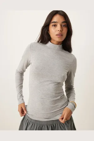 JDY Turtle neck fitted top in light melange