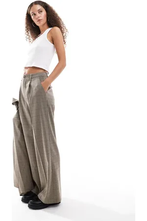 Reclaimed Wide leg tailored pants in check