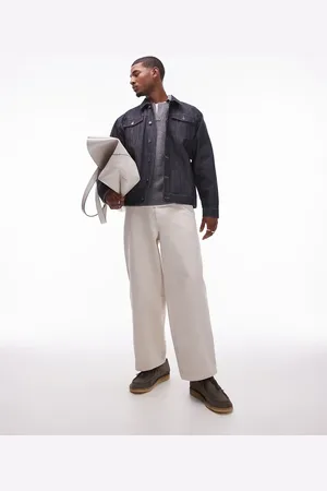 Topman Wide leg cotton twill pants in ecru