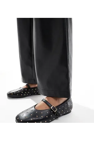 Public Desire Public Desire Dorina Wide Fit studded ballet flats with single strap in