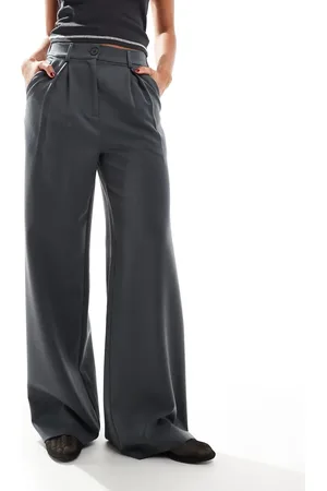 Reclaimed Wide leg smart pants in charcoal