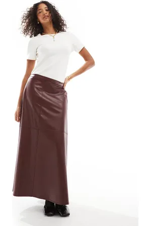 ASOS Faux leather circle maxi skirt in burgundy