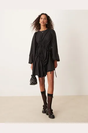 Ghospell Oversized ruched mini dress in