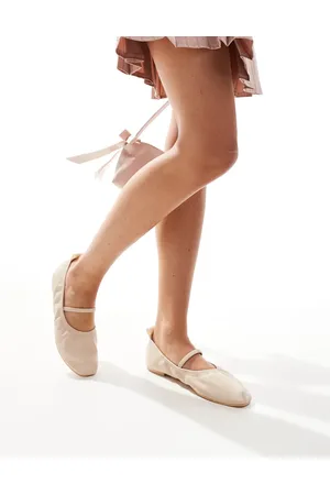 SEQWL Elastic topline ballet flats in beige