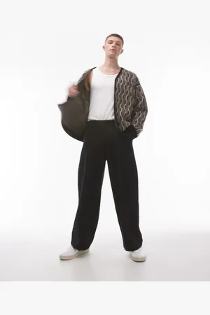 Topman Wide leg cotton twill pants in