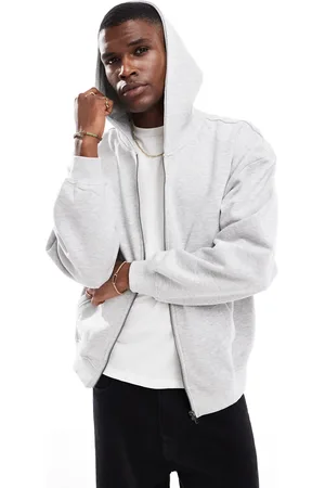 Only & Sons Oversized zip up hoodie in light gray