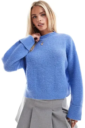 ASOS ASOS DESIGN Petite funnel neck sweater in blue