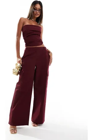 Kaiia Exclusive wide leg pants in dark burgundy - part of a set