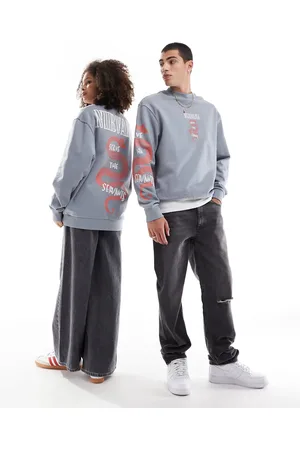 ASOS Unisex oversized sweatshirt with Nirvana Serve The Servants prints in