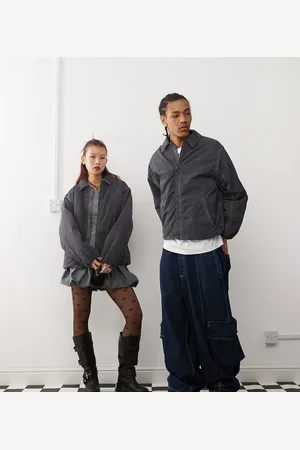 COLLUSION Unisex washed harrington jacket in navy