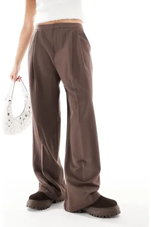 Pull&Bear Pleated wide leg tailored pants in