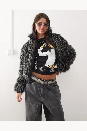 COLLUSION Tipped faux fur short jacket in