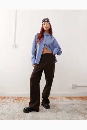 Reclaimed Slouchy tailored wide leg pants in chocolate