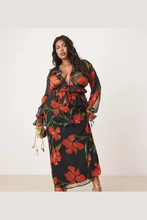 ASOS Curve chiffon bias maxi skirt in floral print - part of a set