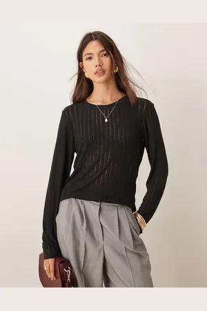 JDY Long sleeve laddered top in dark