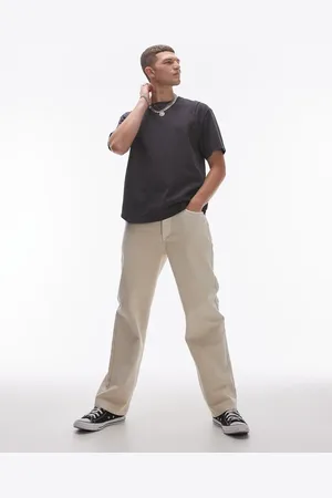 Topman Straight twill pants in ecru
