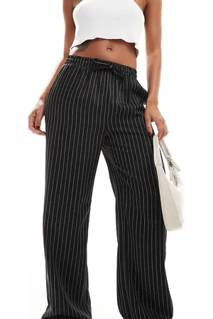 Reclaimed Pull-on relaxed pants in and white pinstripe