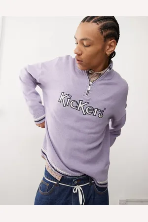 Kickers Unisex quarter zip knit sweater with applique logo in mauve
