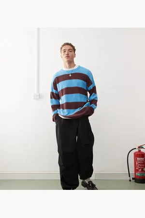 Reclaimed Sweater in blue and brown stripe