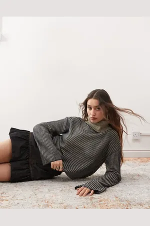 Noisy May Roll neck ribbed sweater in washed