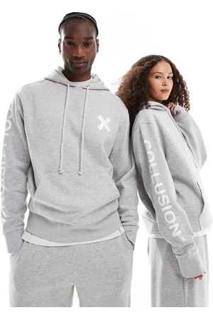 COLLUSION Unisex logo hoodie in heather - part of a set
