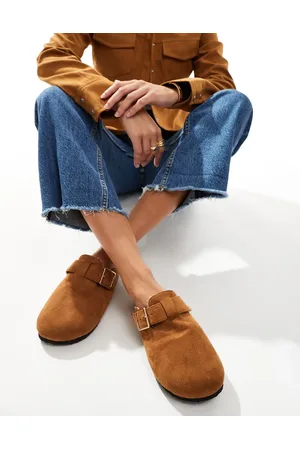 Yours Fur lined clogs in chestnut