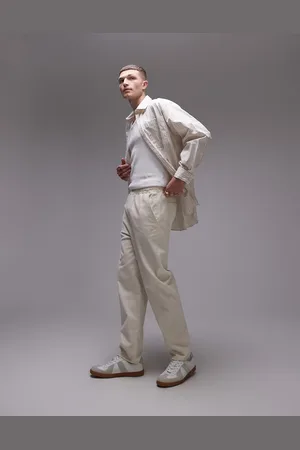 Topman Tapered cord pants in ecru