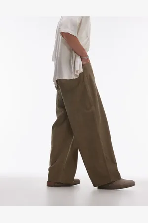 Topman Wide leg cord pants in stone